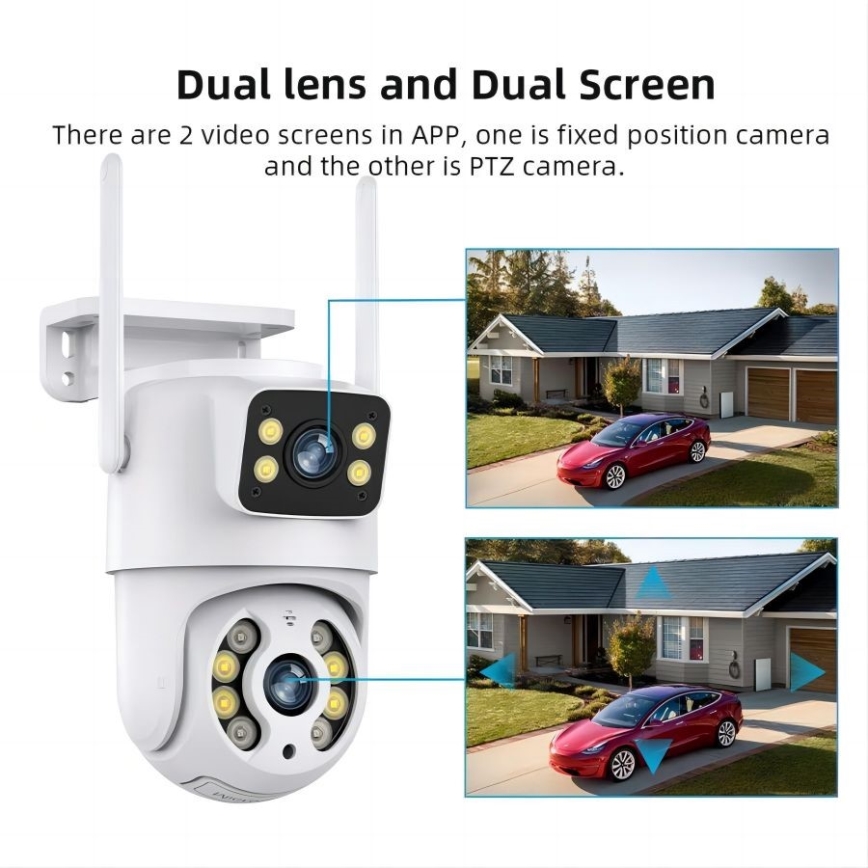 Immax NEO 07783L - Pametna spoljašnja kamera sa senzorom DOUBLE 355° P/T 2x2MP IP65 Wi-Fi Tuya