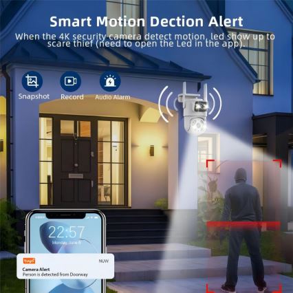 Immax NEO 07783L - Pametna spoljašnja kamera sa senzorom DOUBLE 355° P/T 2x2MP IP65 Wi-Fi Tuya