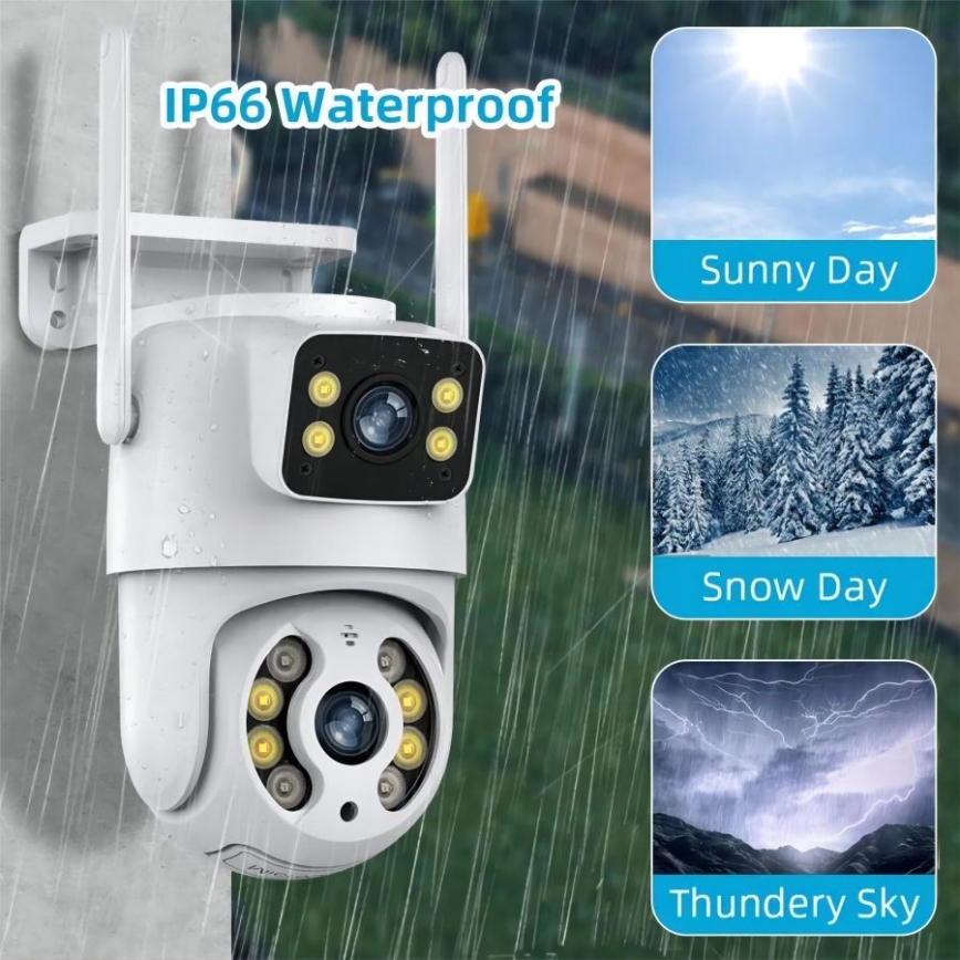 Immax NEO 07783L - Pametna spoljašnja kamera sa senzorom DOUBLE 355° P/T 2x2MP IP65 Wi-Fi Tuya