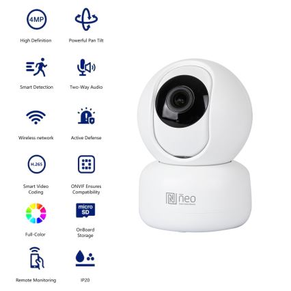 Immax NEO 07795L - Pametna unutrašnja kamera sa 4MP senzorom, 5V napajanjem, Wi‑Fi (Tuya)