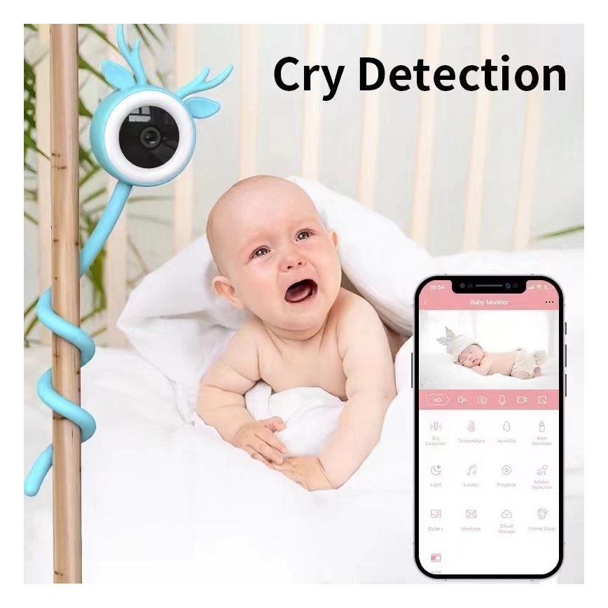 Immax NEO 07797L - Pametan punjivi dečji monitor 5V Wi-Fi Tuya plavi