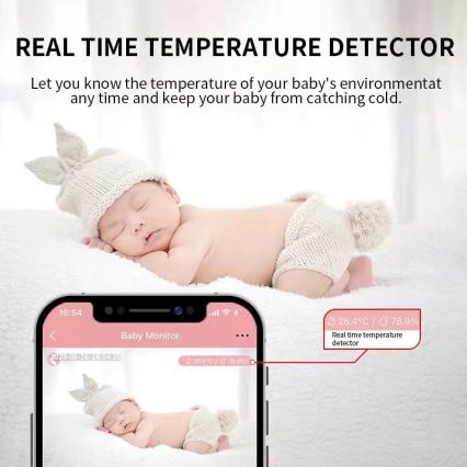 Immax NEO 07798L - Pametni punjivi bebi monitor 5V Wi-Fi Tuya ružičasti
