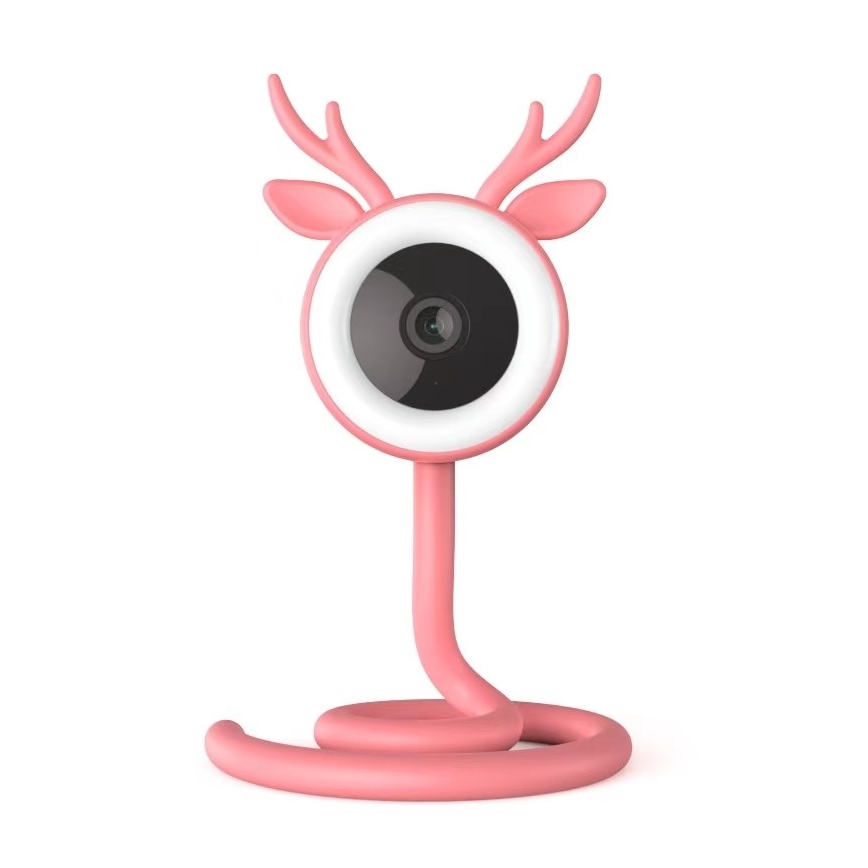 Immax NEO 07798L - Pametni punjivi bebi monitor 5V Wi-Fi Tuya ružičasti