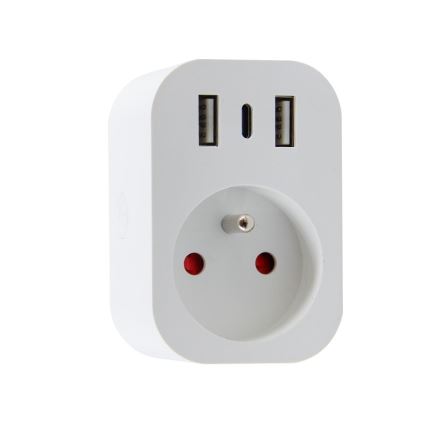 Immax NEO 07799L - Pametna višestruka utičnica 16A/230V + 2xUSB+1xUSB C Wi-Fi Tuya
