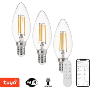 Immax NEO 07807CDO - SET 3x LED CCT prigušiva sijalica E14/4W/230V Wi‑Fi + daljinski upravljač