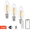 Immax NEO 07807CDO - Set od 3 prigušiva LED CCT sijalice E14/4W/230V Tuya Wi-Fi + daljinski upravljač
