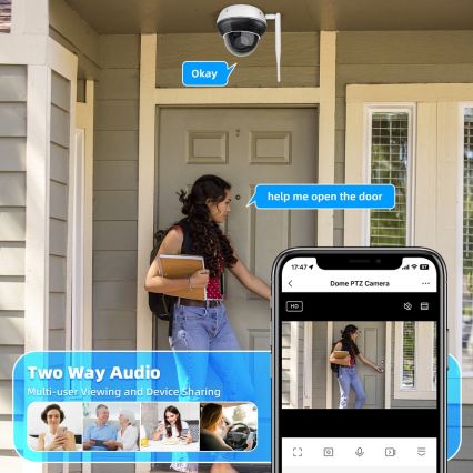 Immax NEO 07825L - Pametna spoljna kupolasta kamera sa senzorom 5 MP 230 V IP66 TUYA Wi-Fi