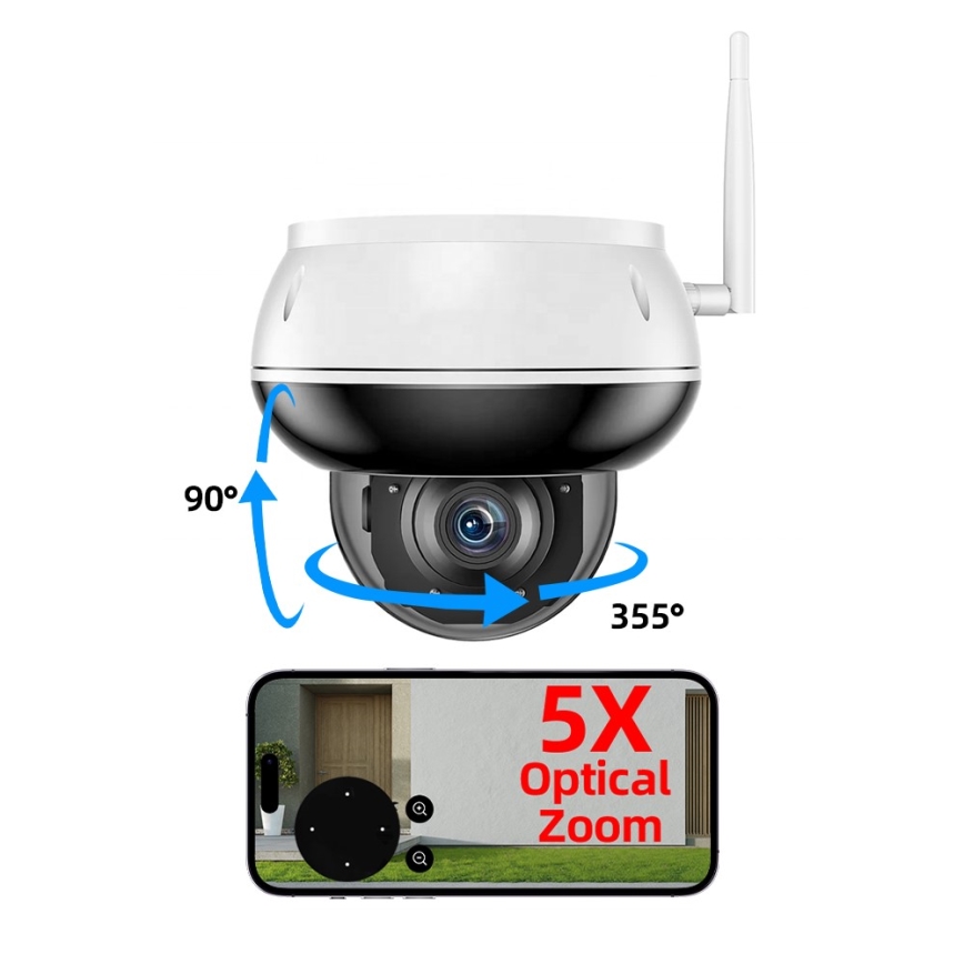 Immax NEO 07825L - Pametna spoljna kupolasta kamera sa senzorom 5 MP 230 V IP66 TUYA Wi-Fi