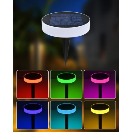 Immax NEO 07910L - RGB LED prigušiva solarna svetiljka sa senzorom NEO LITE LED/1W/5V, okrugla, IP54, Tuya, 1300 mAh