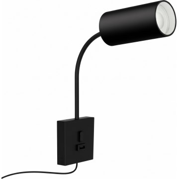 Immax NEO 08295L - Zidna lampa PUNTO sa USB 1xGU10/9W/230V crna
