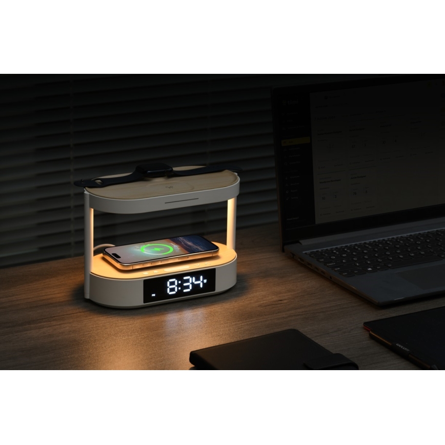 Immax NEO 09111L - LED prigušiva stona lampa sa budilnikom i punjenjem TRIPLE DOCK LED/1,5W/5V