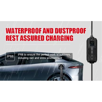 Immax – prenosiva putna punionica za električne automobile EV, AC tip 2, 16 A/380 V, 11 kW + utikač 230 V (3,7 kW), 5 m kabel + futrola