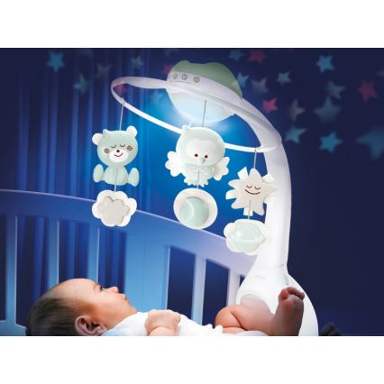 Infantino - Kolotoč iznad krevetića sa melodijom i projektorom 3u1 3xAAA, zelene boje