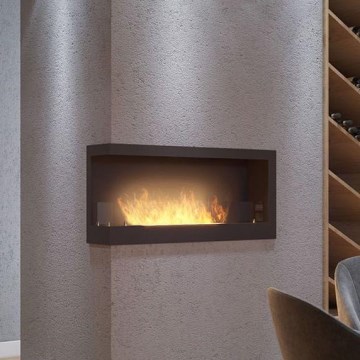 InFire - Crni ugaoni BIO kamin 45x90 cm 3kW