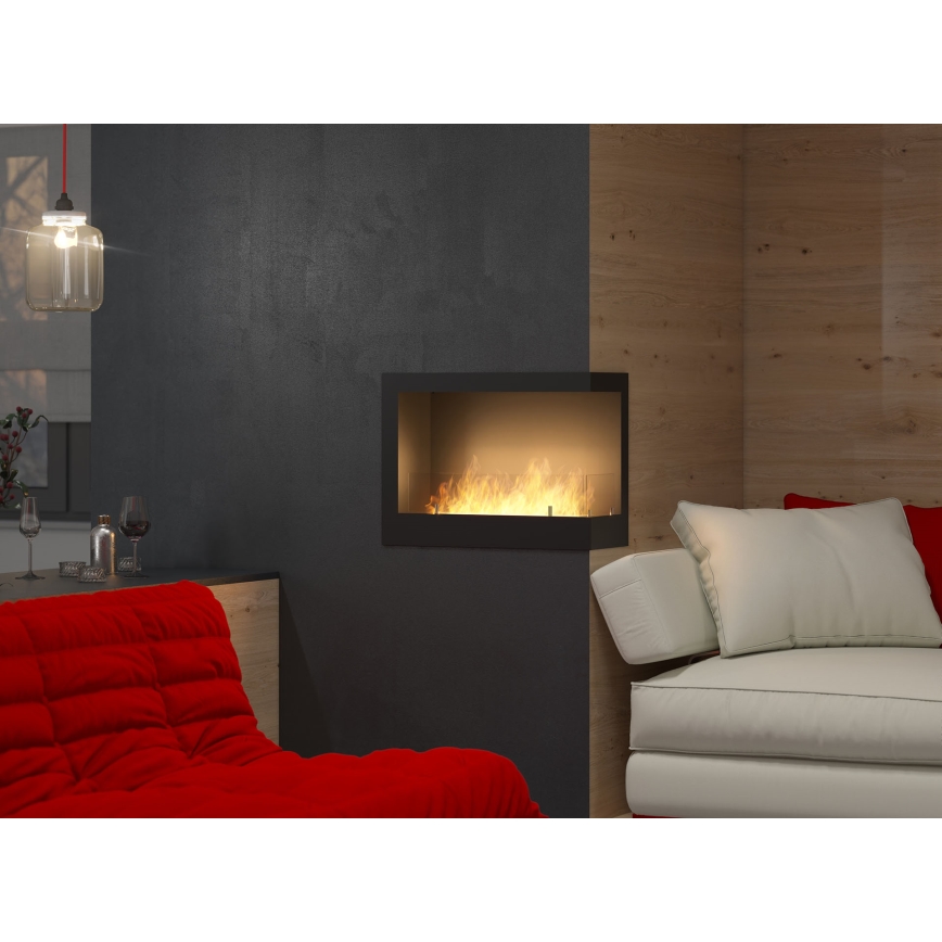 InFire - Ugaoni bio kamin 45x60 cm 3kW crni