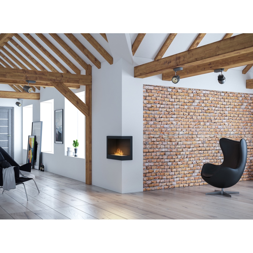 InFire - Ugaoni bio kamin 45x60 cm 3kW crni