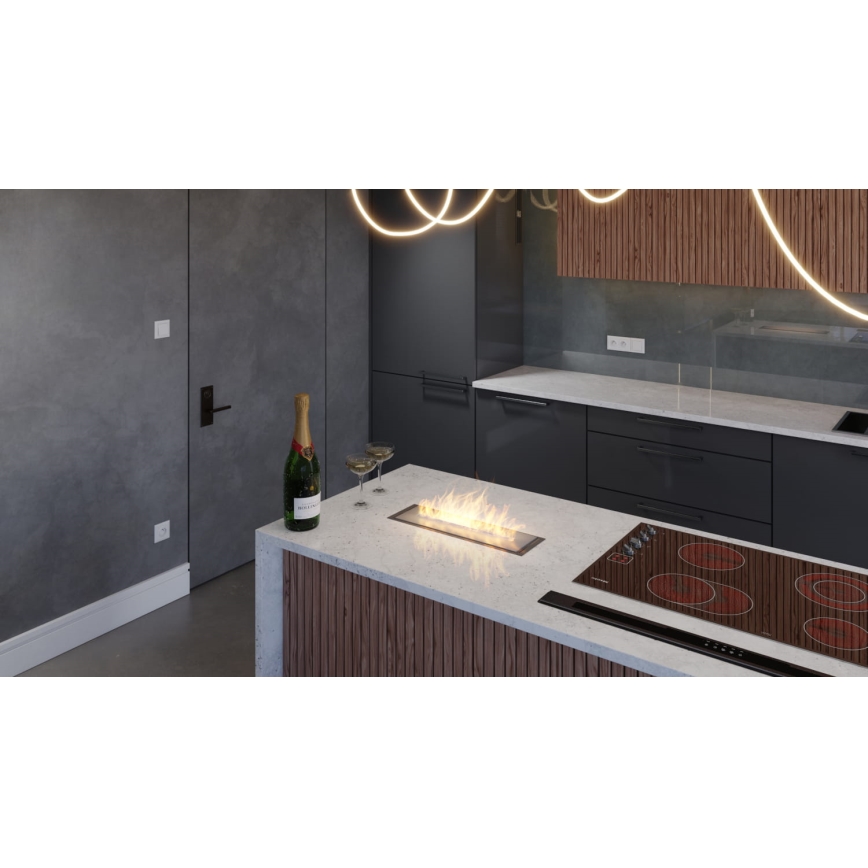 InFire - Ugradni BIO kamin 5,5x50 cm 3kW crna