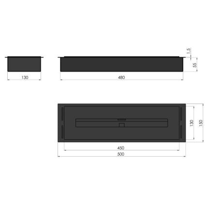 InFire - Ugradni BIO kamin 5,5x50 cm 3kW crna