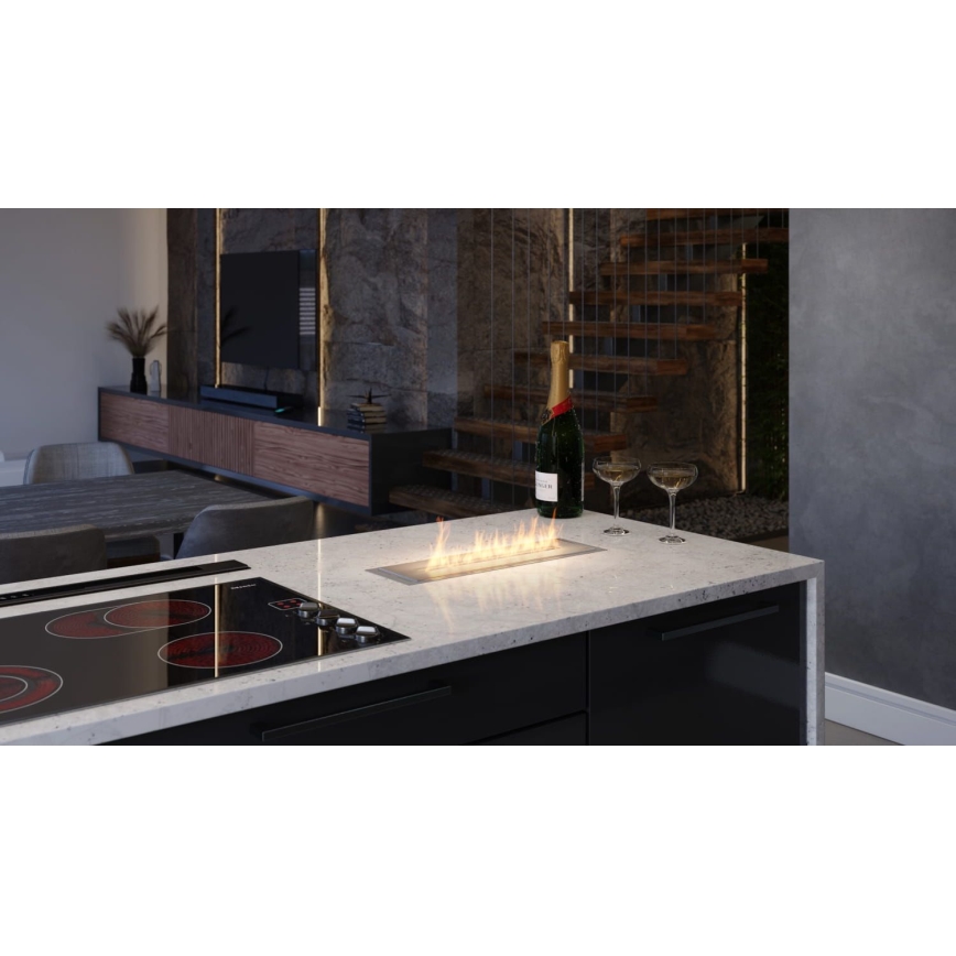 InFire - Ugrađeni BIO kamin 5,5x50 cm 3kW mat hrom