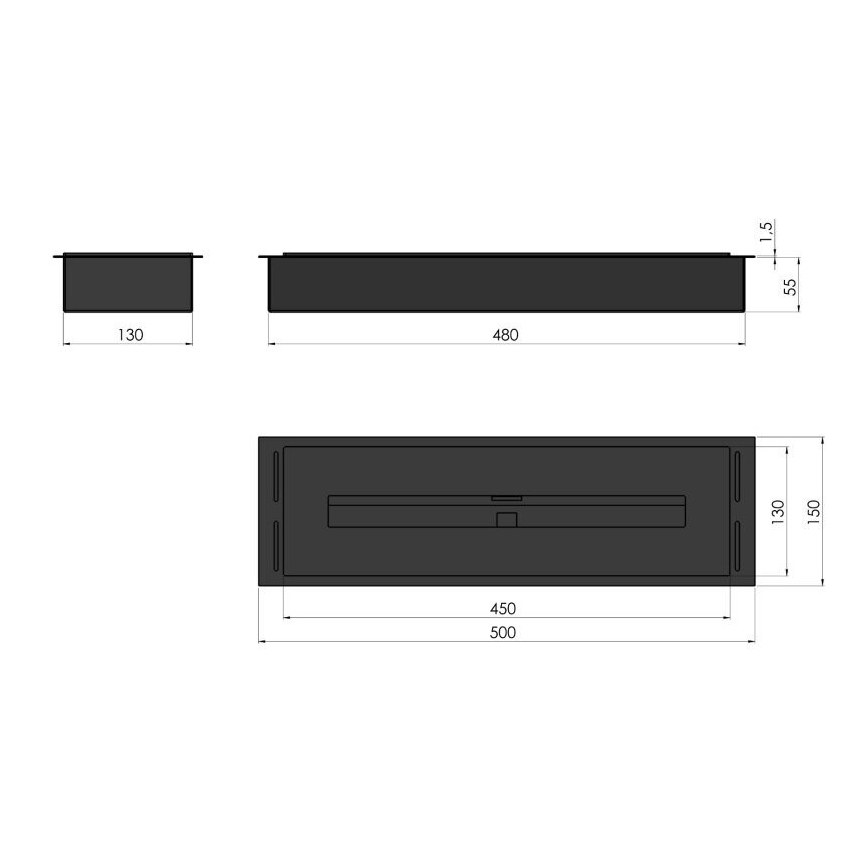 InFire - Ugrađeni BIO kamin 5,5x50 cm 3kW mat hrom