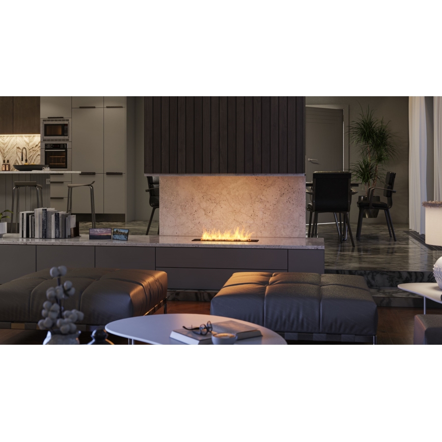 InFire - Ugradni BIO kamin 7,5x60 cm 3,5kW crni