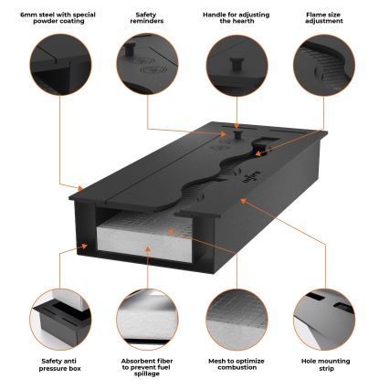 InFire - Ugradni BIO kamin 7,5x60 cm 3,5kW crni