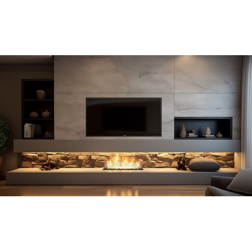 InFire - Ugrađeni bio kamin 8,5x60 cm 3,5kW crna
