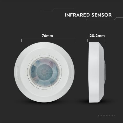 Infracrveni senzor pokreta 360° 200W/230V, beo