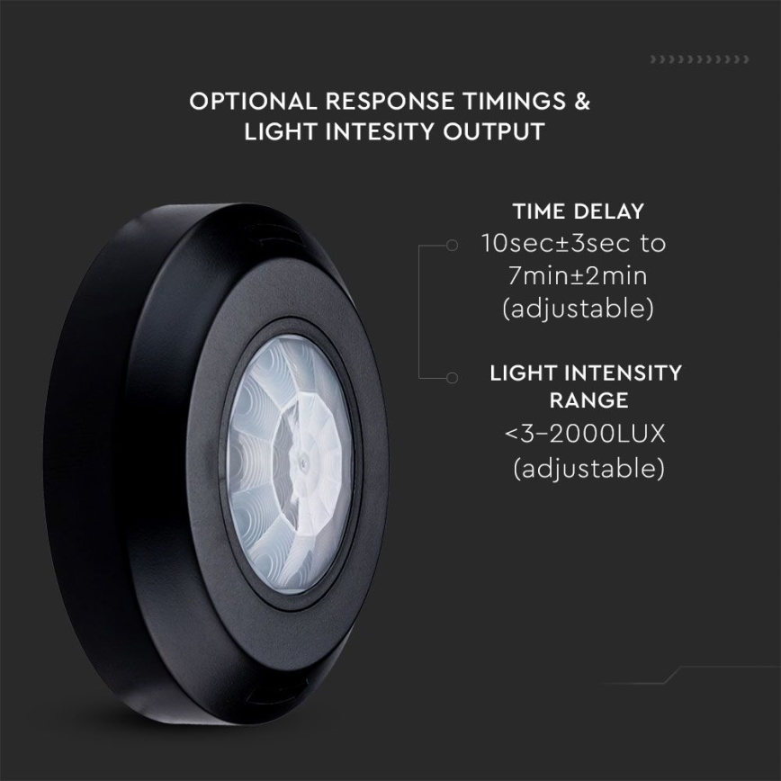 Infracrveni senzor pokreta 360° 200W/230V, crne boje