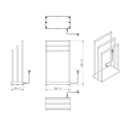 Instal Projekt - Električni sušač MOBE 105W 90x50 cm crni
