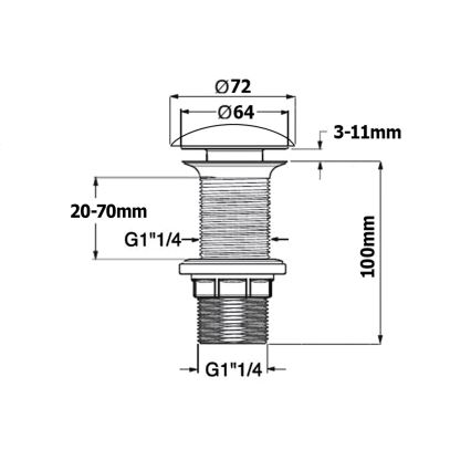 Isvea - Odliv za umivaonik, prečnik 7,2 cm, mat crne boje