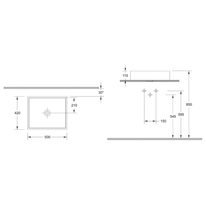 Isvea - Umivaonik na ploču PURITY 50x42 cm keramika/bela