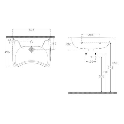 Isvea - Viseći umivaonik za osobe sa invaliditetom 45,6x59,5 cm, keramika/bela