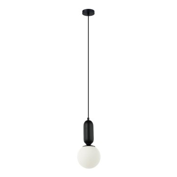 ITALUX - Luster na sajli ALDEVA 1xE27/40W/230V prečnik 15 cm crna