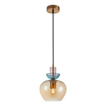 ITALUX - Luster na sajli FANDA 1xE27/40W/230V zlatna/dimljeno bež