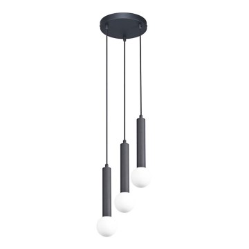 ITALUX - Luster na sajli FILANO 3xG9/5W/230V crna