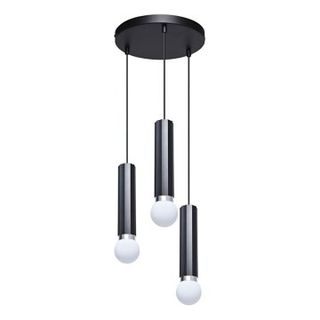 ITALUX - Luster na sajli MACERA 3xE27/40W/230V crna