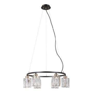 ITALUX - Luster na sajli SIMONA 6xE14/40W/230V crna/zlatna