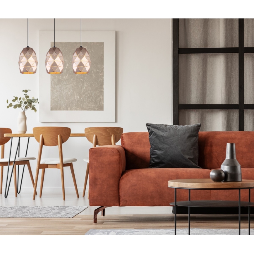 ITALUX - Luster na sajli HARLEY 3xE27/40W/230V ružičasto zlato