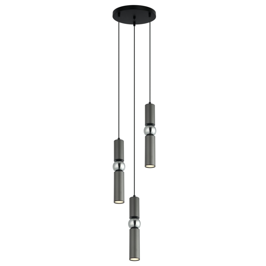 ITALUX - Luster na sajli ISIDORA 3xGU10/25W/230V antracit/hrom