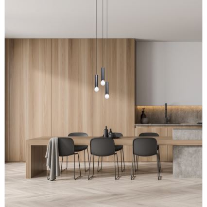 ITALUX - Luster na sajli MACERA 3xE27/40W/230V crna