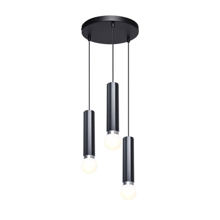 ITALUX - Luster na sajli MACERA 3xE27/40W/230V crna