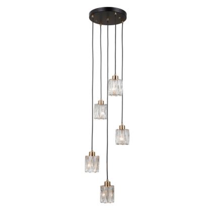 ITALUX - Luster na sajli TORNO 5xE14/40W/230V crna/zlatna