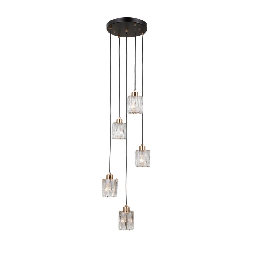 ITALUX - Luster na sajli TORNO 5xE14/40W/230V crna/zlatna