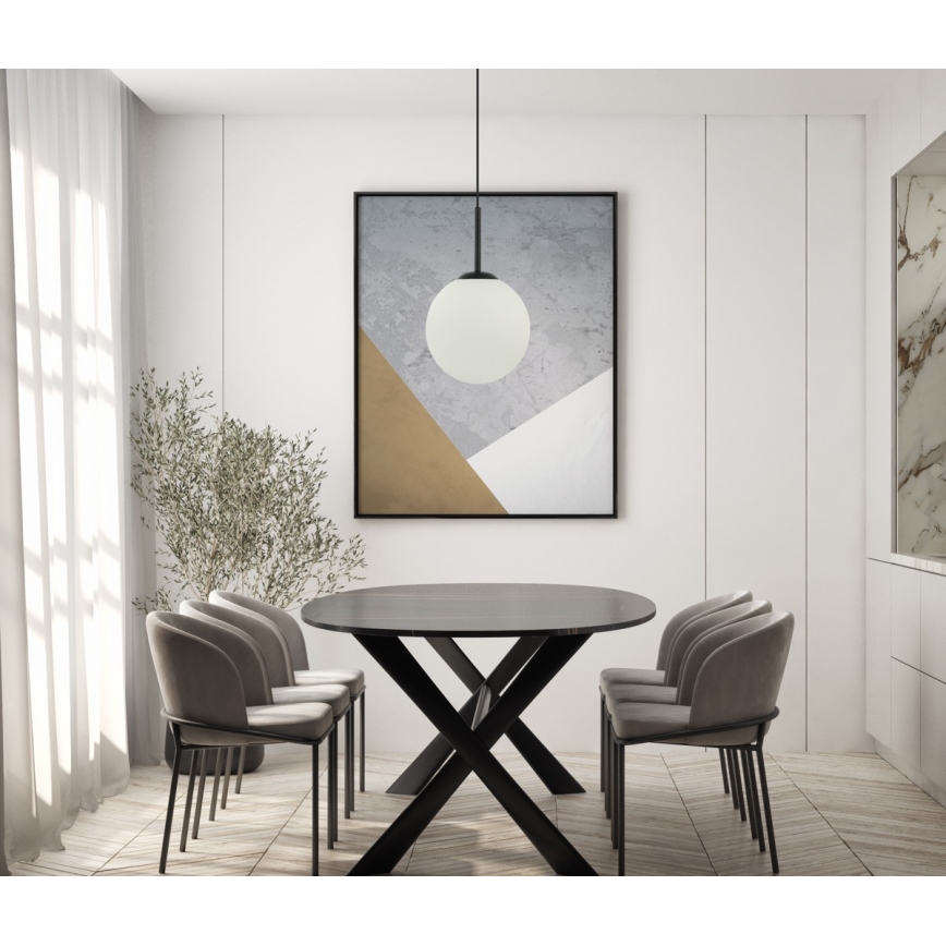 ITALUX - Luster na sajli DEORE 1xE27/40W/230V, prečnik 25 cm, crne boje