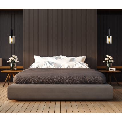 ITALUX - Luster na sajli SARDO 1xE27/40W/230V crno/zlatna