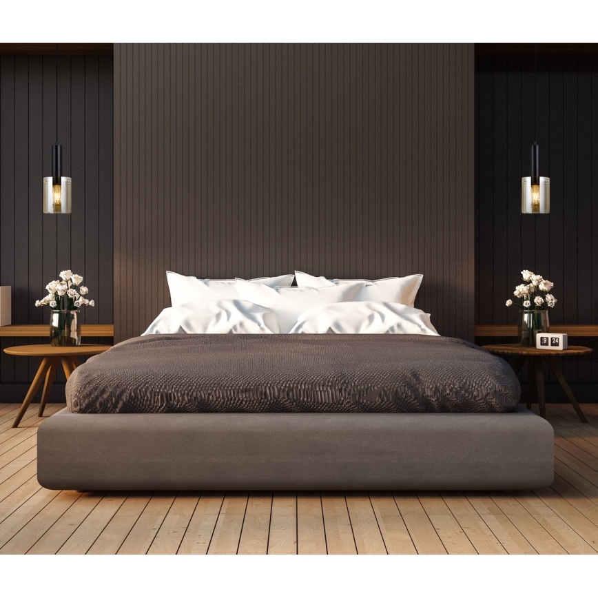 ITALUX - Luster na sajli SARDO 1xE27/40W/230V crno/zlatna