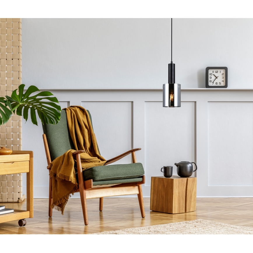 ITALUX - Luster na lanku SARDO 1xE27/40W/230V crna