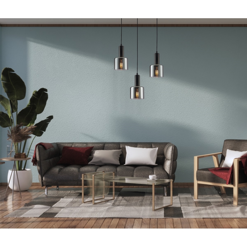 ITALUX - Luster na sajli SANTIA 1xE27/40W/230V crna