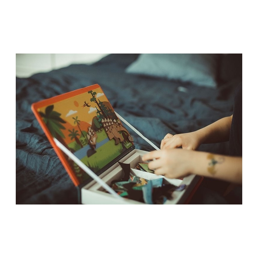 Janod - Magnetički interaktivni set MAGNETIBOOK dinosauri